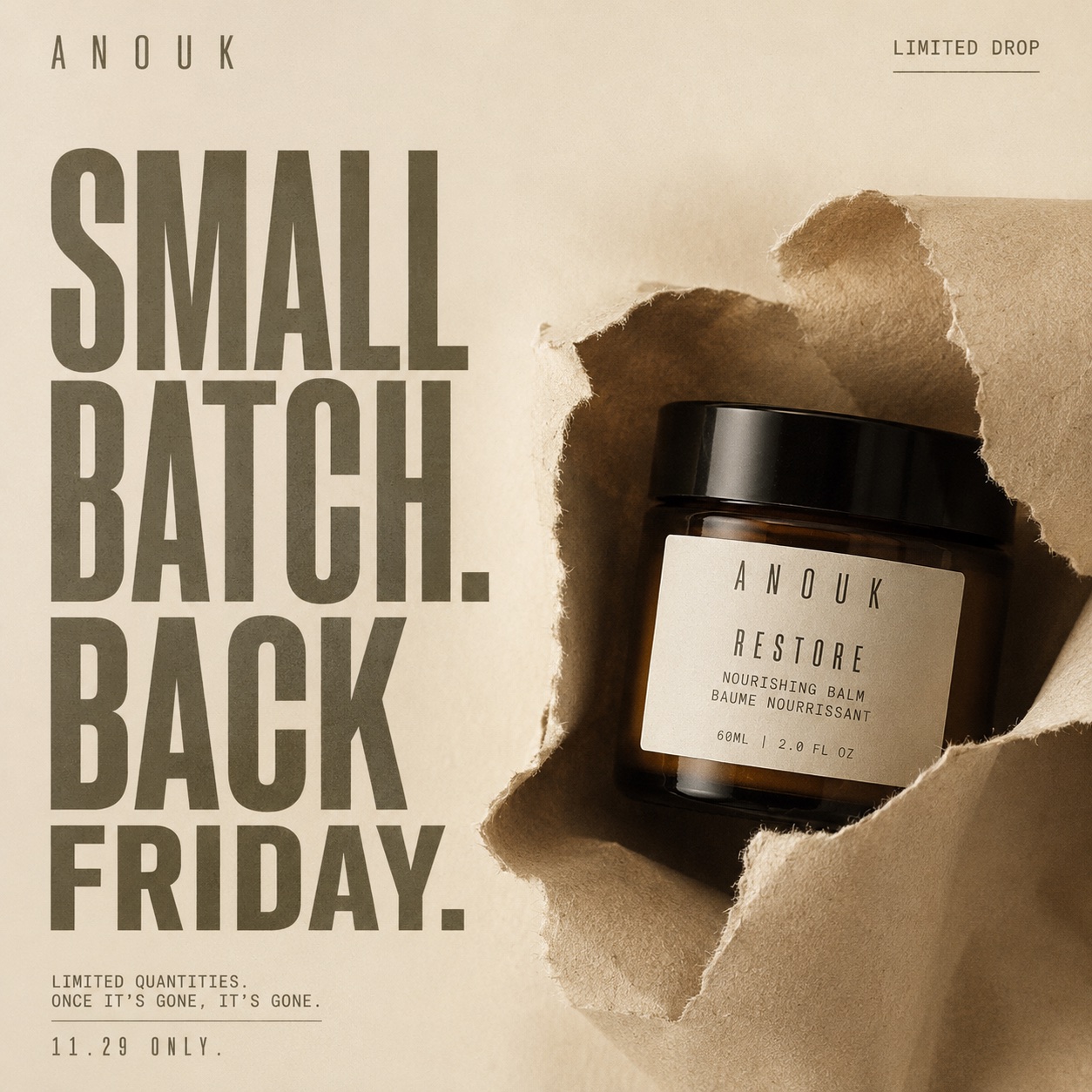 Limited drop campaign design for a small-batch skincare brand
