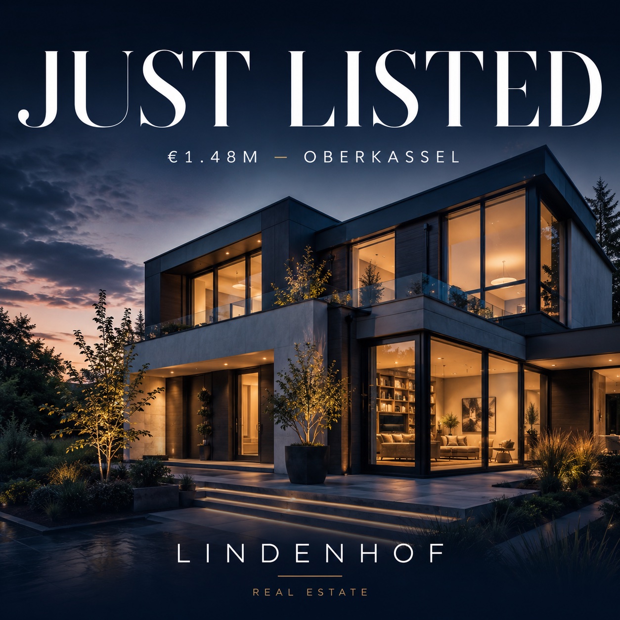 Just-listed twilight campaign design for a real estate agency