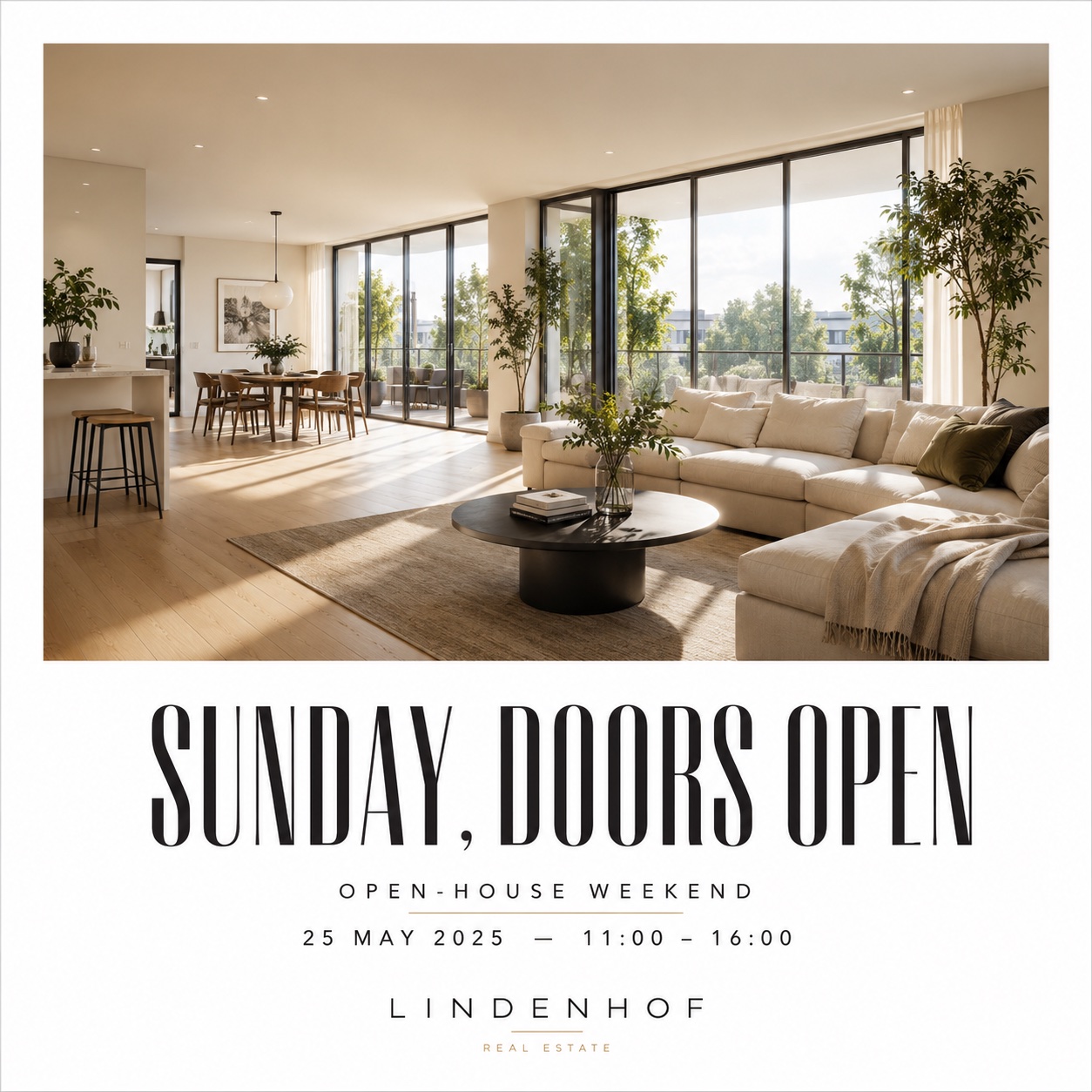 Open house weekend invitation design for a real estate agency