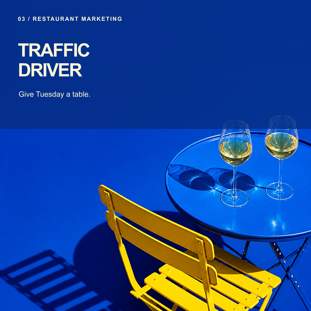 Restaurant social media design promoting a quieter weekday